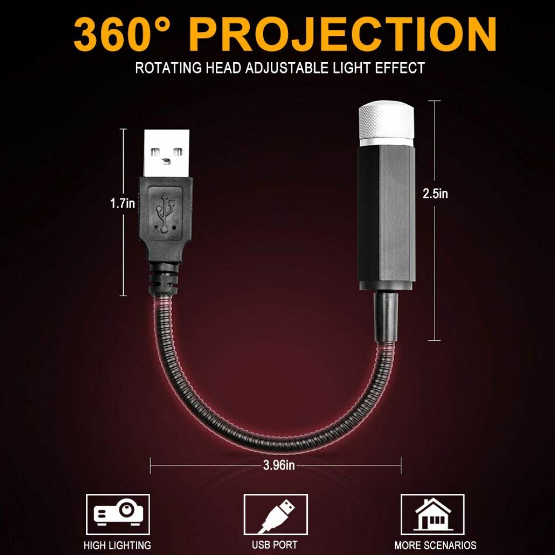 CIIHON車のUSB雰囲気アンビエントライトスタープロジェクターナイトライト、 その他のその他(その他)の商品写真