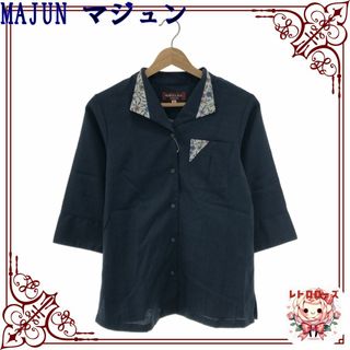 マジュンプラス(MAJUN PLUS)のMAJUN マジュン 琉球びんがた トップス シャツ ブラウス 5分袖 襟元花柄(シャツ/ブラウス(半袖/袖なし))