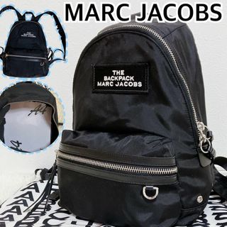 マークジェイコブス(MARC JACOBS)の極美品 マークジェイコブス バックパック ナイロン リュック A4収納 ロゴ 黒(リュック/バックパック)