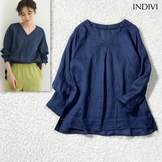 INDIVI - 【美品】INDIVI リネンオーバーシャツ ブラウス 麻100%