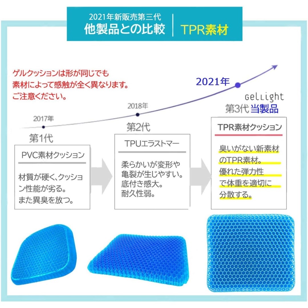 ハニカム構造ゲルクッション 新品同様 インテリア/住まい/日用品のインテリア小物(クッション)の商品写真