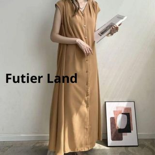 フューティアランド(futier land)のFutier land ノースリーブ ワンピース Ｖネック  レディース  春夏(ロングワンピース/マキシワンピース)