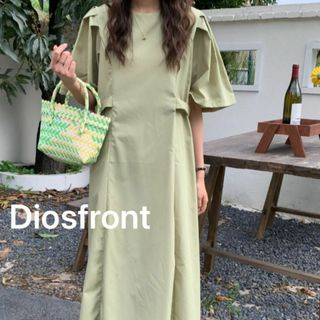 Diosfront半袖ワンピース　ロングワンピース　グリーン　緑春コーデ　春物(ロングワンピース/マキシワンピース)