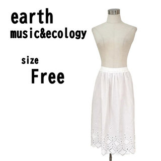 【F】earth music&ecology スカート オフホワイト 春夏向け(ひざ丈スカート)