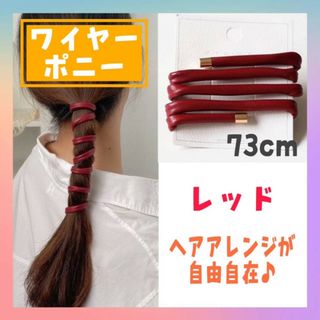 ワイヤーポニー　レッド　ヘアアレンジワイヤー　グルグルワイヤー　ヘアゴム　(その他)