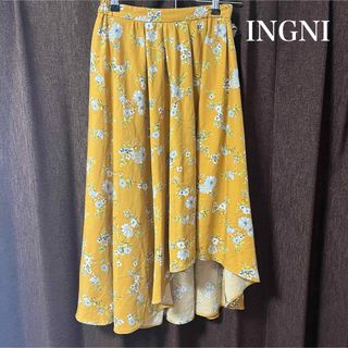 イング(INGNI)のINGNI イング　アシンメントリー　花柄　スカート　マスタード(ロングスカート)