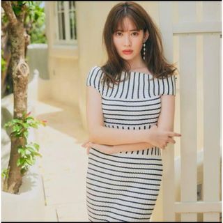 ハーリップトゥ(Her lip to)のHerlipto Stripe Ribbed-Knit Midi Dress(ロングワンピース/マキシワンピース)