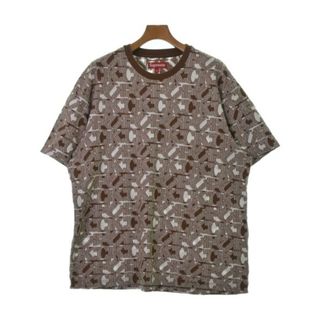 シュプリーム(Supreme)のSupreme シュプリーム Tシャツ・カットソー L 茶x白(総柄) 【古着】【中古】(Tシャツ/カットソー(半袖/袖なし))