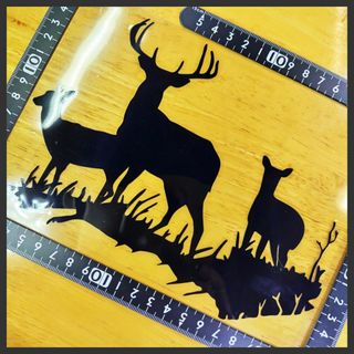 鹿 ステッカー L-Size 20×14 (cm) 　[黒]　Deer01B(その他)