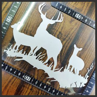 鹿 ステッカー L-Size 20×14 (cm) 　[銀]　Deer01S(その他)