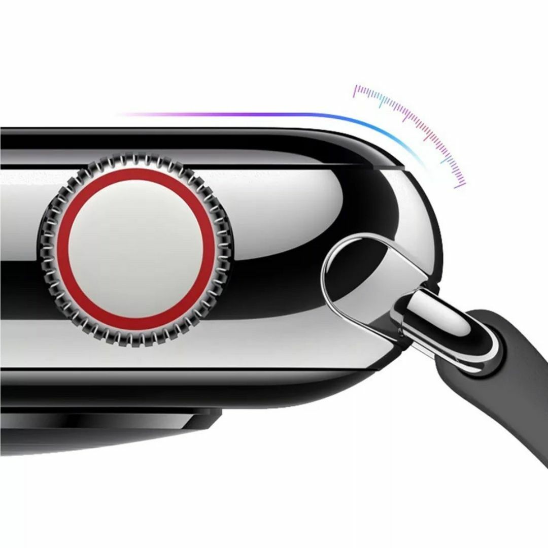 Apple Watch アップルウォッチ 画面保護カバー 黒色 ガラスフィルム スマホ/家電/カメラのスマホアクセサリー(保護フィルム)の商品写真