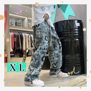 【残りわずか‼️】メンズ パンツ ワイドパンツ ミント ブルー カジュアル XL(ワークパンツ/カーゴパンツ)