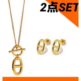 高品質　2点セット　アンカーチェーン　ネックレス＆ピアス　SET(ピアス)