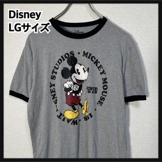 ディズニー(Disney)の【ディズニー】半袖Tシャツ　ミッキー　トリム　リンガー　グレー　キャラクタ29(Tシャツ/カットソー(半袖/袖なし))