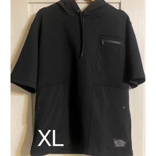 アンダーカバー(UNDERCOVER)のGU × UNDERCOVER ダブルフェイスパーカ(5分袖) XL ブラック(Tシャツ/カットソー(半袖/袖なし))