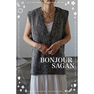 ボンジュールサガン(BONJOUR SAGAN)のBonjour sagan  Vネックツイードベスト(ベスト/ジレ)