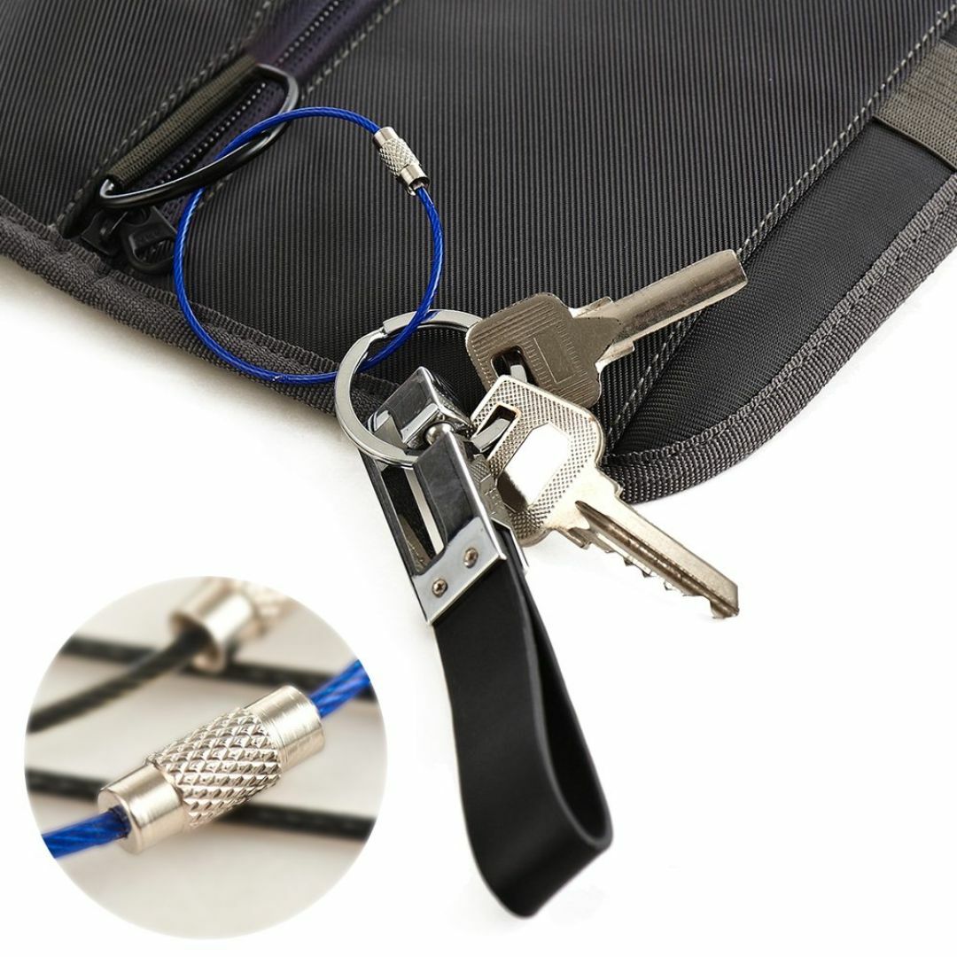 特価セールFineGood キーホルダー ステンレス制キーリング 長い鍵収納 メンズのバッグ(その他)の商品写真