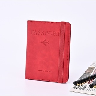 ★即日発送★ パスポートケース 赤 カバー カード ホルダー 旅行 SIM 紙幣(旅行用品)