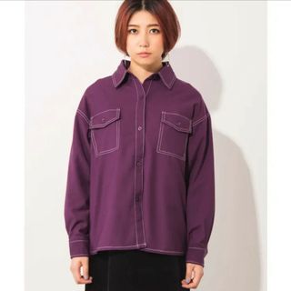 WEGO - 新品☆WEGO☆ステッチポケットシャツジャケット☆パープル☆フリーサイズ