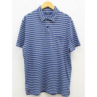 ラルフローレン(Ralph Lauren)の【夏物 新入荷】▼POLO RALPH LAUREN/ポロラルフローレン▼ボーダーポロシャツ/半袖  ブルー×ネイビー×ホワイト/青×紺×白 メンズ M【中古】 夏 034042(ポロシャツ)