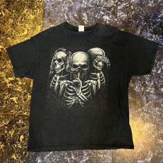 フルーツオブザルーム(FRUIT OF THE LOOM)のフルーツオブザルーム スカル SKULL Tシャツ tee ブラック(Tシャツ/カットソー(半袖/袖なし))