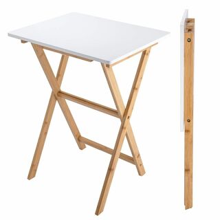 E-WIN 竹製折り畳みテーブル 軽量 パソコンテーブル ベッドテーブル サイド(その他)