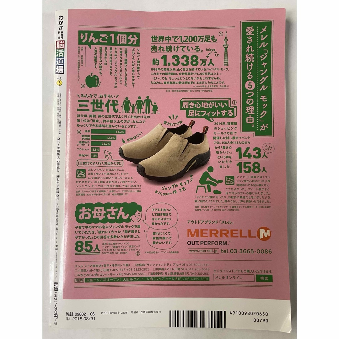 わかさ別冊プレミア 脳活道場 2015年6月号 エンタメ/ホビーの雑誌(生活/健康)の商品写真