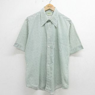 XL★古着 バンヒューセン 半袖 シャツ メンズ 70年代 70s 総柄 緑他 グリーン 24may08 中古 トップス(シャツ)