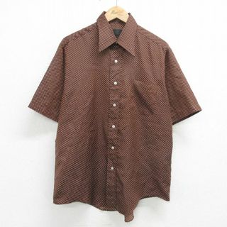 XL★古着 バンヒューセン 半袖 シャツ メンズ 70年代 70s 茶他 ブラウン ドット 【spe】 24may08 中古 トップス(シャツ)