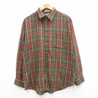 XL★古着 キー KEY 長袖 シャツ メンズ 90年代 90s 緑系他 グリーン 24may08 中古 トップス(シャツ)