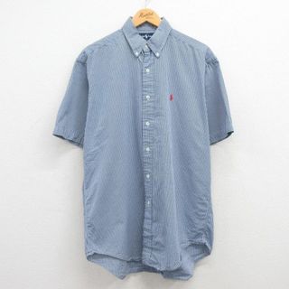 ラルフローレン(Ralph Lauren)のXL★古着 ラルフローレン Ralph Lauren 半袖 ブランド シャツ メンズ 90年代 90s ワンポイントロゴ BLAKE コットン ボタンダウン 紺他 ネイビー ギンガム チェック 24may08 中古 トップス(シャツ)