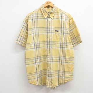 ラルフローレン(Ralph Lauren)のXL★古着 ラルフローレン Ralph Lauren チャップス 半袖 ブランド シャツ メンズ 90年代 90s コットン ボタンダウン 黄他 イエロー チェック 24may08 中古 トップス(シャツ)