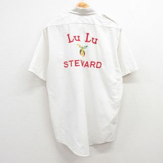 L★古着 半袖 シャツ メンズ シュライナー STEWARD 刺繍 白 ホワイト 【spe】 24may08 中古 トップス(シャツ)