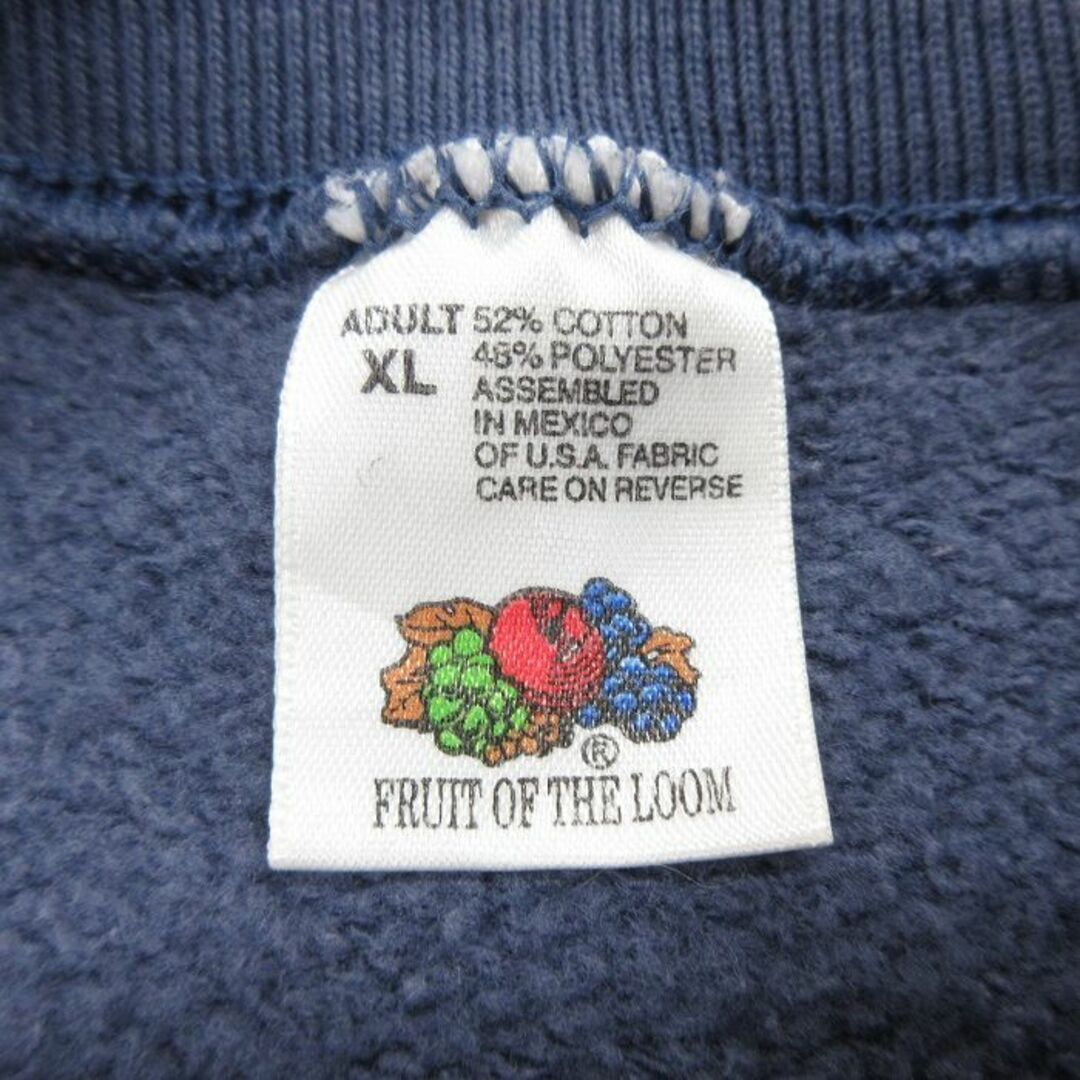 FRUIT OF THE LOOM(フルーツオブザルーム)のXL★古着 フルーツオブザルーム 長袖 スウェット メンズ 00年代 00s MAINE 鳥 クルーネック 紺 ネイビー 24may08 中古 スエット トレーナー トップス メンズのトップス(パーカー)の商品写真