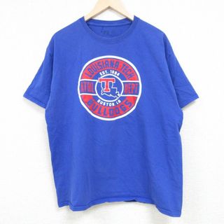 XL★古着 ラッセル 半袖 Tシャツ メンズ ルイジアナ クルーネック 青 ブルー 24may08 中古(Tシャツ/カットソー(半袖/袖なし))