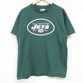 L★古着 半袖 Tシャツ メンズ NFL ニューヨークジェッツ ティムティーボウ 15 コットン クルーネック 緑 グリーン アメフト スーパーボウル 24may08 中古(Tシャツ/カットソー(半袖/袖なし))