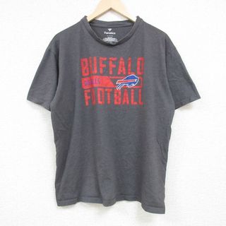 XL★古着 半袖 Tシャツ メンズ NFL バッファロービルズ クルーネック 濃グレー 霜降り アメフト スーパーボウル 24may08 中古(Tシャツ/カットソー(半袖/袖なし))