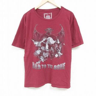 Disney - XL★古着 半袖 Tシャツ メンズ ディズニー DISNEY ヴィランズ ピート チェルナボーグ 大きいサイズ コットン クルーネック エンジ 24may08 中古