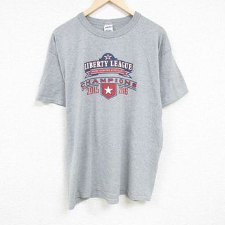 XL★古着 ラッセル 半袖 Tシャツ メンズ スイミング ダイビング 大きいサイズ クルーネック グレー 霜降り 24may08 中古(Tシャツ/カットソー(半袖/袖なし))