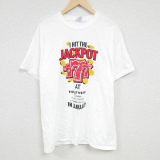 L★古着 半袖 Tシャツ メンズ ジャックポット コットン クルーネック 白 ホワイト 24may08 中古(Tシャツ/カットソー(半袖/袖なし))