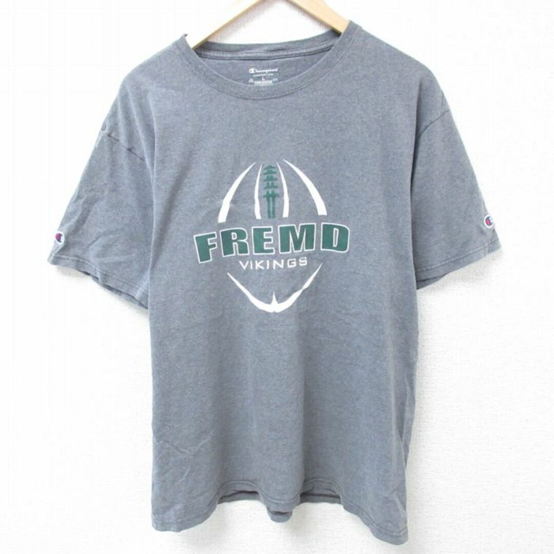 Champion(チャンピオン)のL★古着 チャンピオン Champion 半袖 ブランド Tシャツ メンズ NFL ミネソタバイキングス FREMD コットン クルーネック グレー 霜降り アメフト スーパーボウル 24may08 中古 メンズのトップス(Tシャツ/カットソー(半袖/袖なし))の商品写真