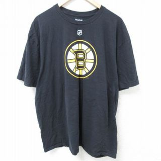 XL★古着 リーボック REEBOK 半袖 ブランド Tシャツ メンズ NHL ボストンブルーインズ トゥッカラスク 40 大きいサイズ コットン クルーネック 黒 ブラック アイスホッケー 24may08 中古