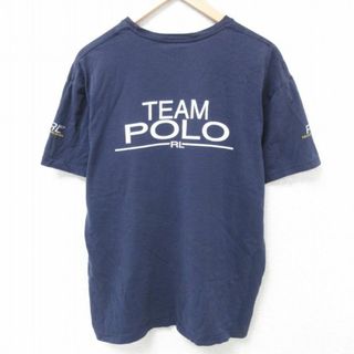 ラルフローレン(Ralph Lauren)のXL★古着 ラルフローレン Ralph Lauren 半袖 ブランド Tシャツ メンズ 90年代 90s TEAM POLO 胸ポケット付き クルーネック 紺 ネイビー 24may08 中古(Tシャツ/カットソー(半袖/袖なし))