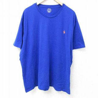 ラルフローレン(Ralph Lauren)のXL★古着 ラルフローレン Ralph Lauren 半袖 ブランド Tシャツ メンズ ワンポイントロゴ 大きいサイズ コットン クルーネック 青 ブルー 24may08 中古(Tシャツ/カットソー(半袖/袖なし))