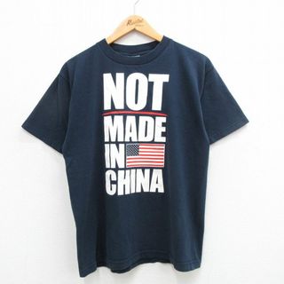 M★古着 半袖 ビンテージ Tシャツ メンズ 90年代 90s 星条旗 クルーネック USA製 黒 ブラック 24may08 中古(Tシャツ/カットソー(半袖/袖なし))