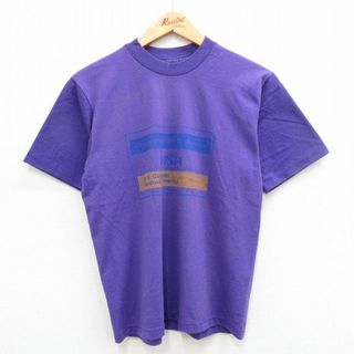 M★古着 半袖 ビンテージ Tシャツ メンズ 80年代 80s VISTA クルーネック 紫 パープル 24may08 中古(Tシャツ/カットソー(半袖/袖なし))