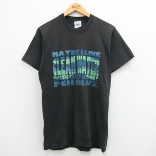 M★古着 半袖 ビンテージ Tシャツ メンズ 90年代 90s CLEAN WATER コットン クルーネック USA製 黒 ブラック 24may08 中古(Tシャツ/カットソー(半袖/袖なし))