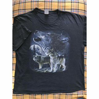 US古着　GILDAN/Heavy Cotton オオカミ　プリントTシャツ(Tシャツ/カットソー(半袖/袖なし))