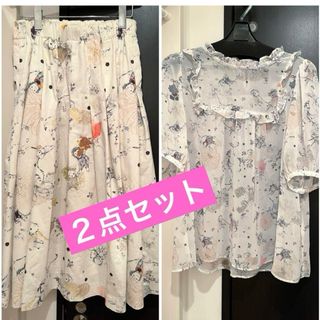 franche lippee - 【期間限定】フランシュリッペ　コラージュブラウス、丈長スカート　２点セット