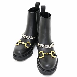 グッチ(Gucci)のグッチ ホースビット チェーン付き チェルシーブーツ ブラック 35 22.0cm 670393 サイドゴアブーツ 未使用品(ブーツ)